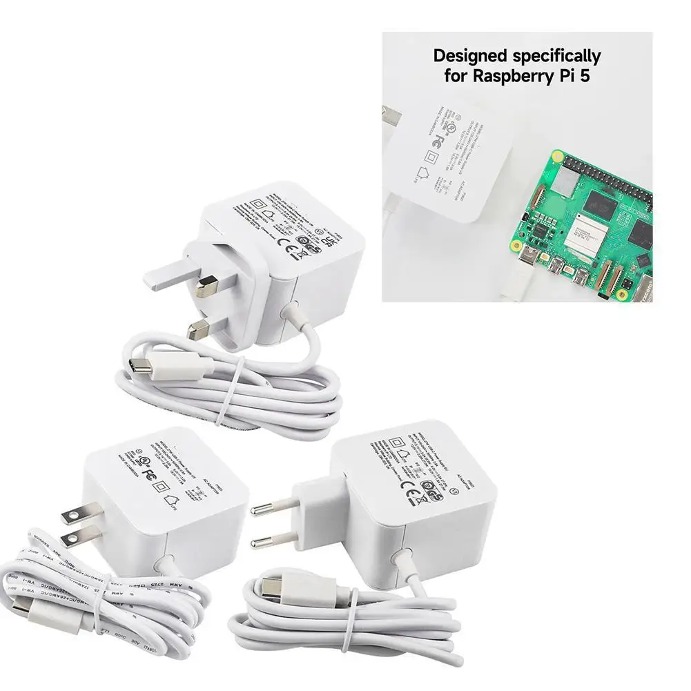 

Official Raspberry Pi 5 USB-C Power Supply 27W 5.1V 5A Compatible For PD Charging For Raspberry Pi 5 EU US UK Plug