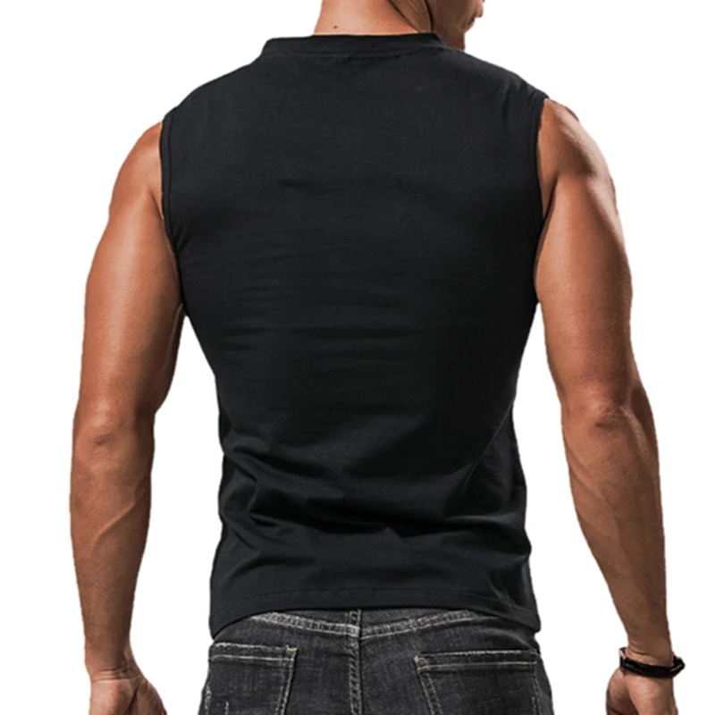 Men s Casual Sleeveless Gyms Sports Vest Tops V Neck Bodybuilding Muscle Running Workout Training Tee Shirt