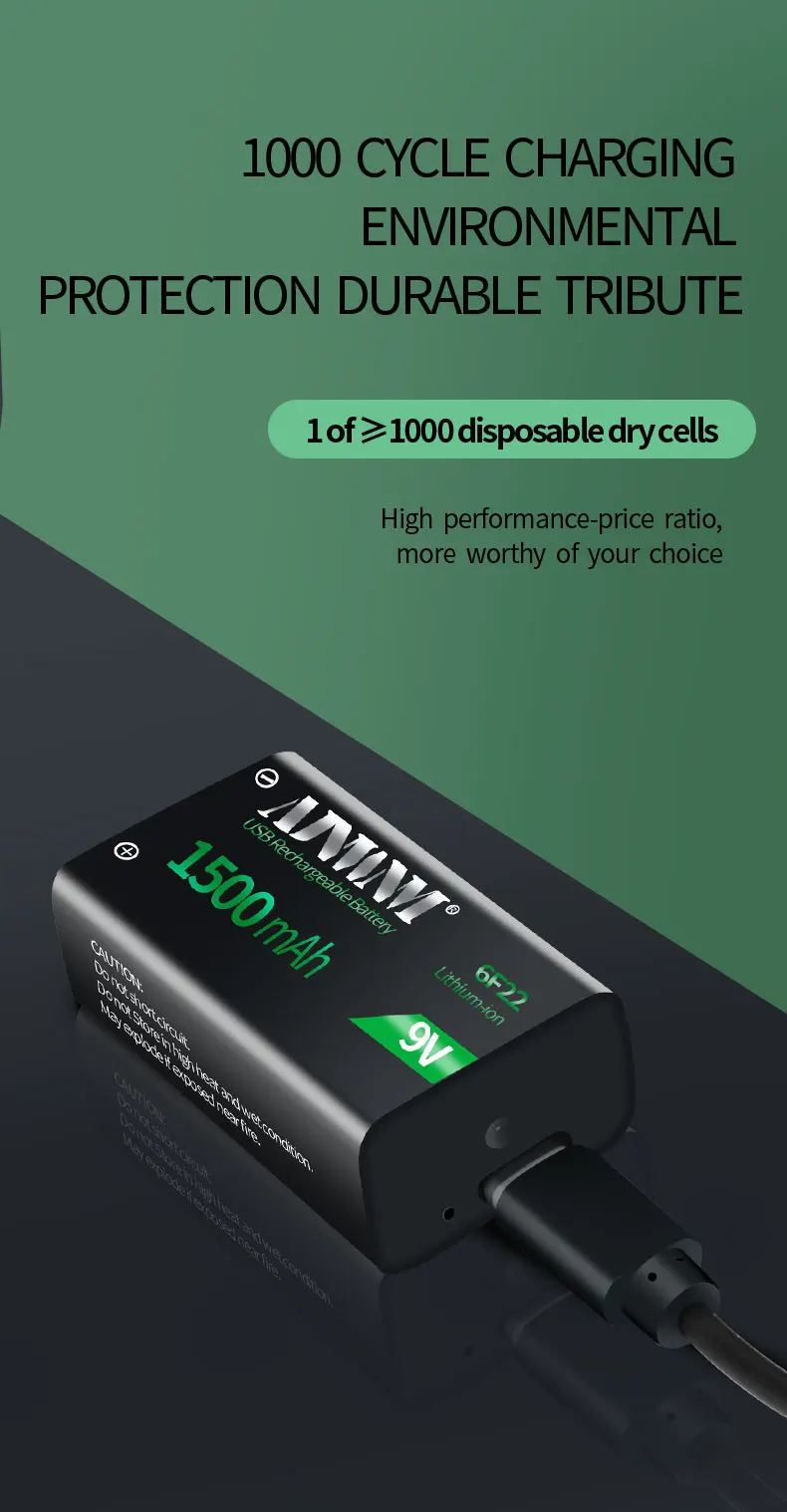 USB, 9 Volt, 1500mAh, 6F22, 9 V,