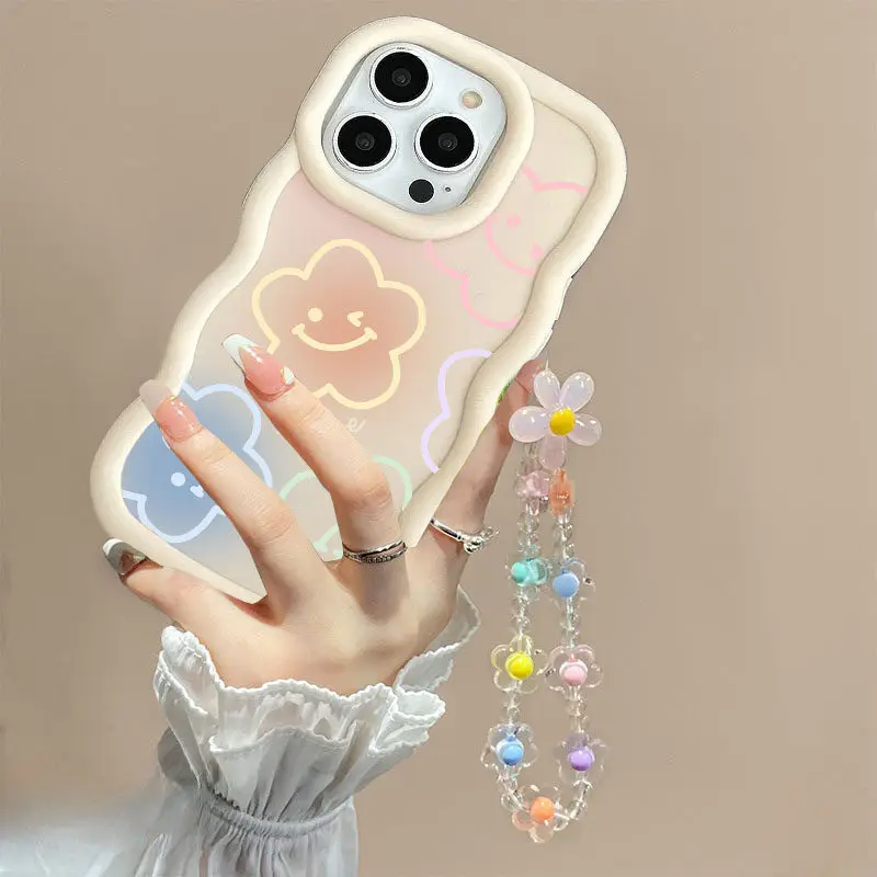 Flower Chain Silicone Phone Case - Soft Candy Color Cover