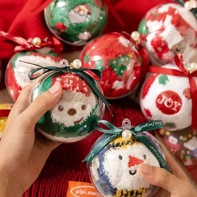 

2023 Christmas Ball Coral Fleece Socks Gift Box Christmas Gift Thickened Cartoon Sleeping Socks Adult Children's Socks Calcetín