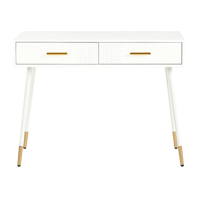 KOMHTOM Desk with 2 drawers and metal feet white KOMHTOM Desk with 2 drawers and metal feet white
