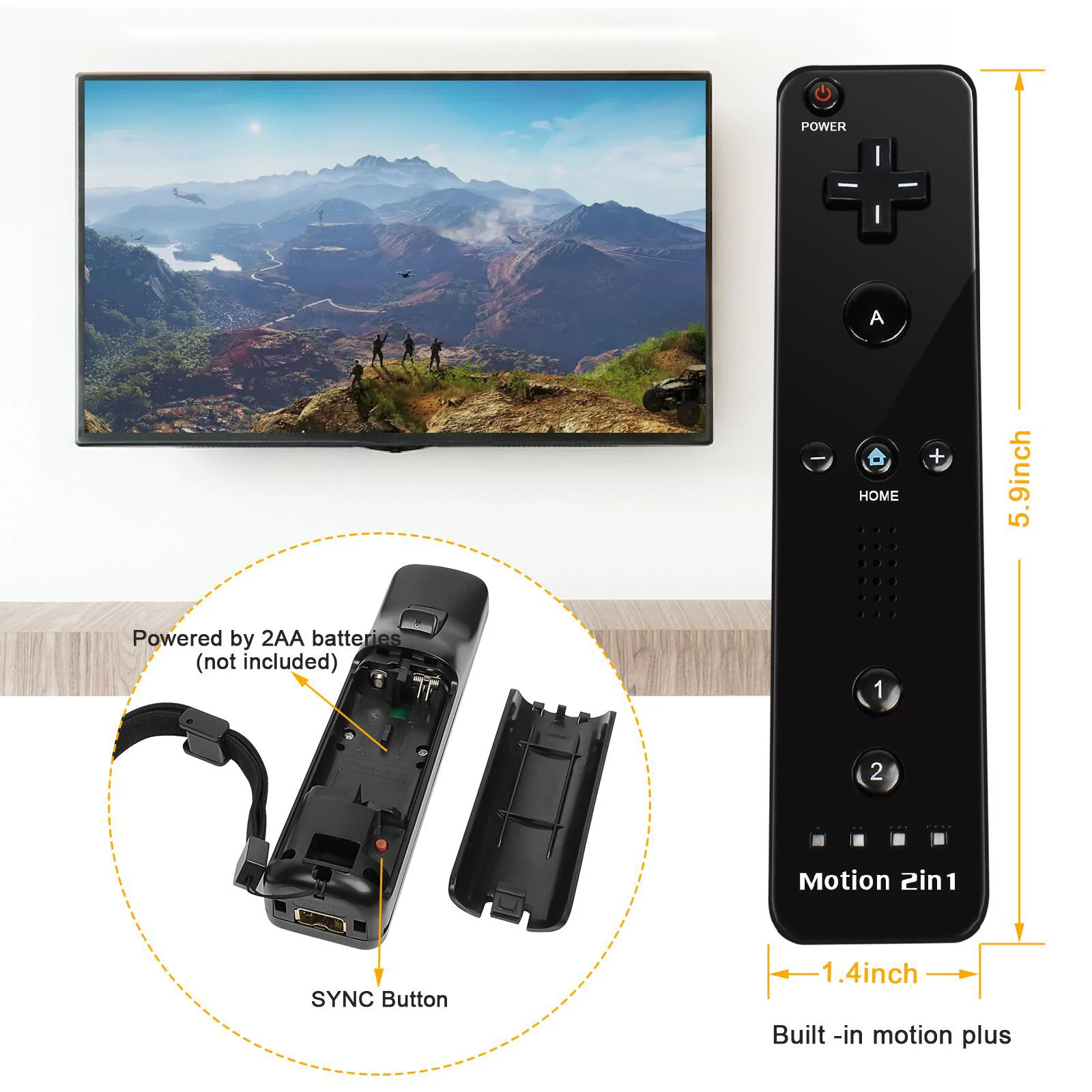 Controllers For Nintendo Wii 2 In 1 Left Right Controller Optional Motion Plus Set Game Remote Control Joystick Wireless_voghion.com