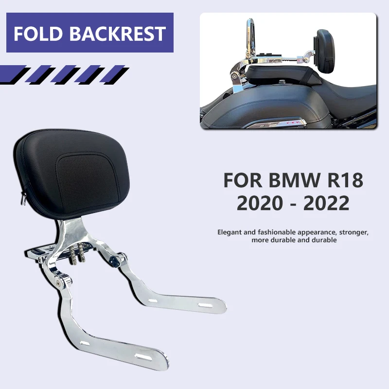 

FOR BMW R18 2020-2022 Motorcycle Rear Backrest Multifunctional Backrest Passenger Back Foldable Luggage Rack Black Chrome