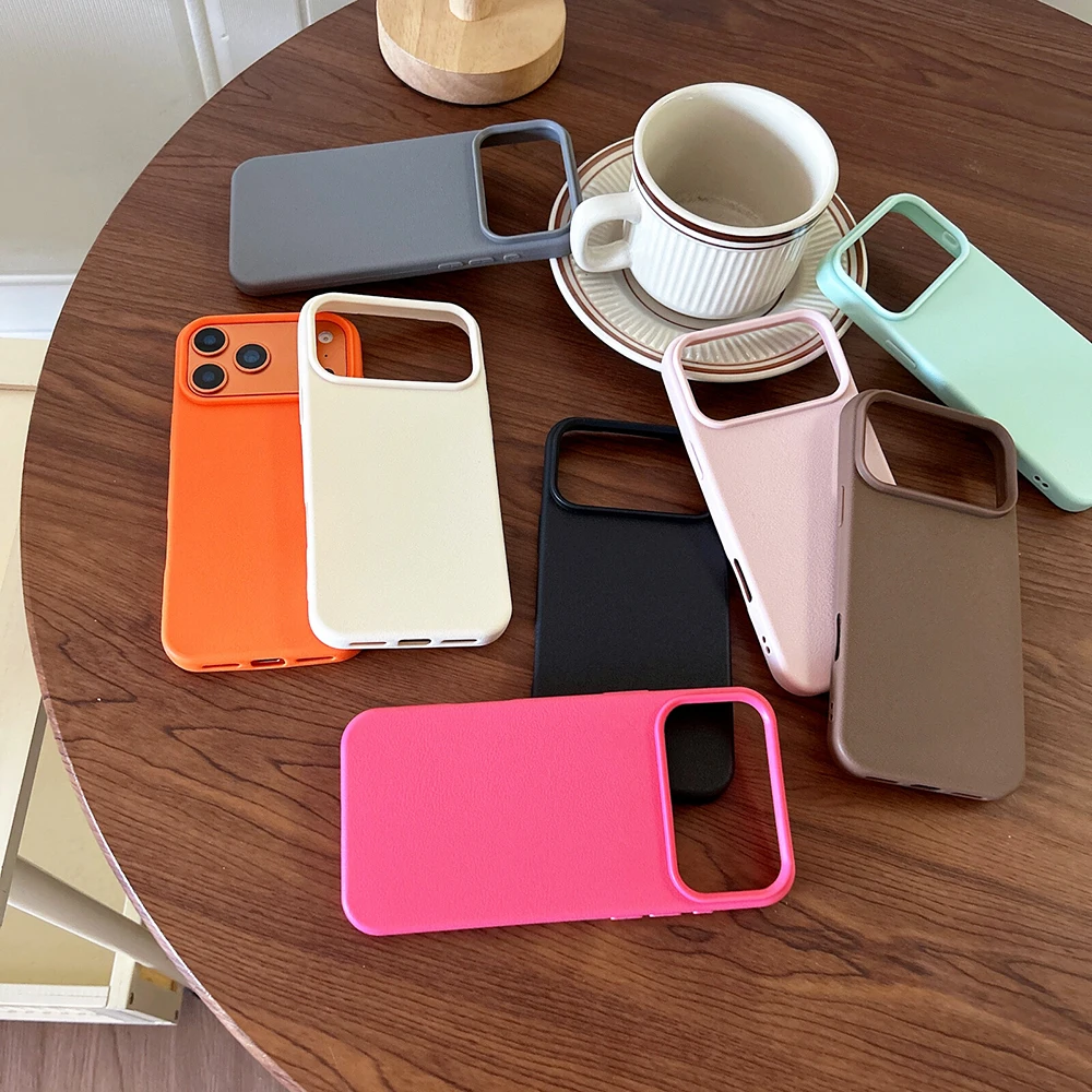 Elegant Leather-Texture Silicone Soft Case - Candy Color Matte Back Cover TPU Shell