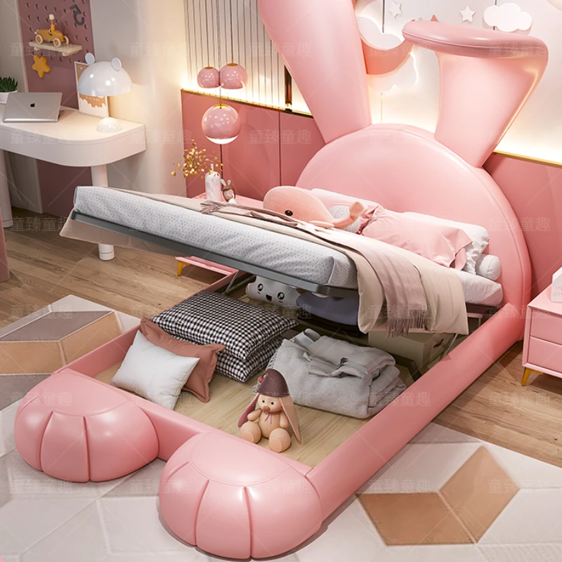 Animal Shape Childrens Double Bed Girls Pretty Light Luxury Bed Kids Princess Cama Infantil Furniture Home 5