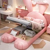 Animal Shape Childrens Double Bed Girls Pretty Light Luxury Bed Kids Princess Cama Infantil Furniture Home 5