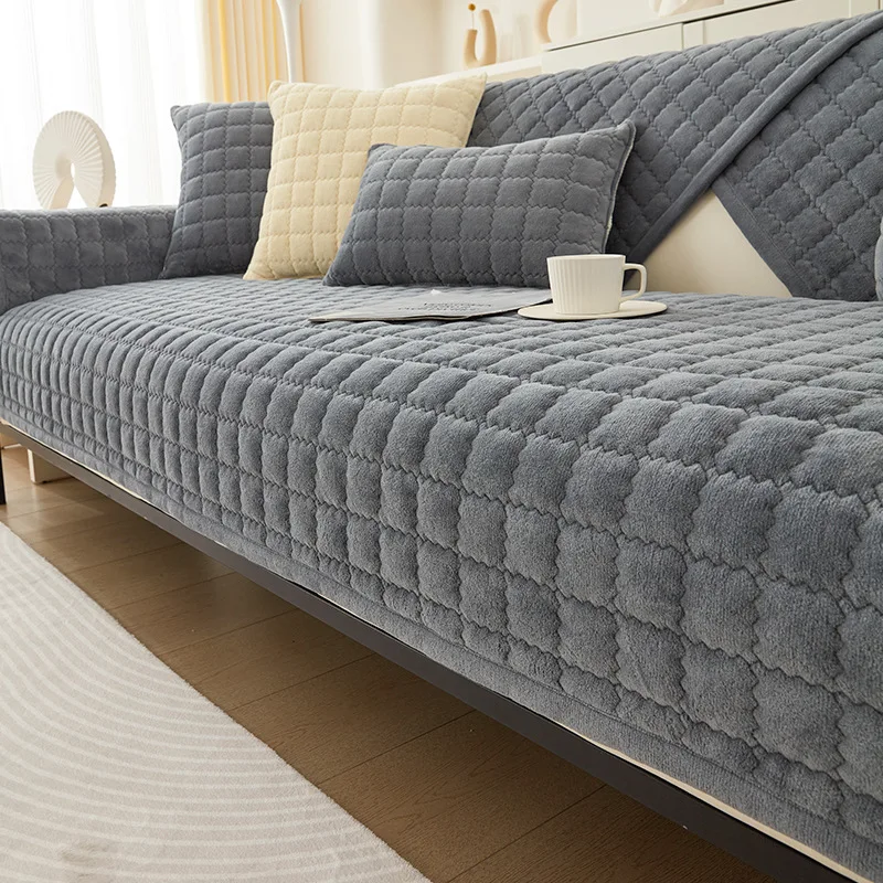 

Non-Slip Shu Velveteen Lattice Sofa Cushion Mat Modern Simplicity Sofa Towel Home Couch Winter Plush Sofa Cover for Living Room