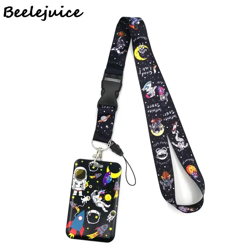 Astronaut space Planet Key lanyard Car KeyChain ID Card Pass Gym Phone Badge Kids Key Ring Holder Jewelry Accessories Decoration