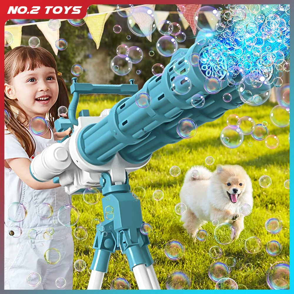 Bubble Gun Rocket Holes Soap Bubbles Machine Gun Shape Automatic Blower Double Tube Toys For