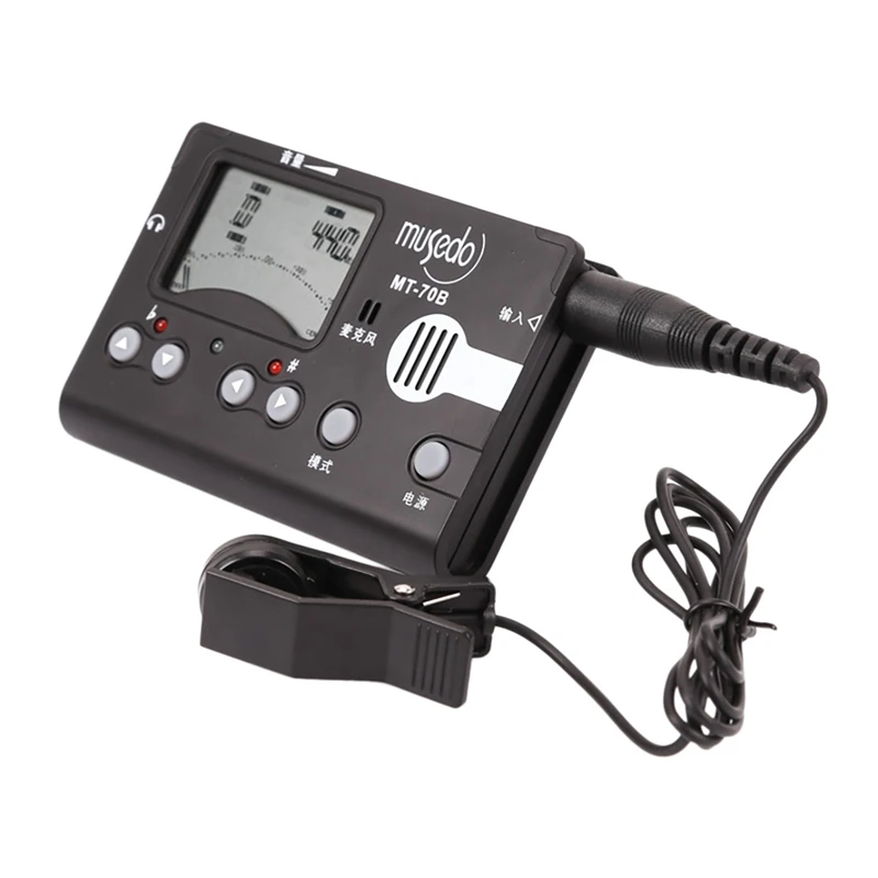 Top-Musedo MT-70B Tuner With Clip-On Pickup & Built-In Microphone Electronic 3 In 1 LCD Tuner Metronome Tone Generator For Guzhe