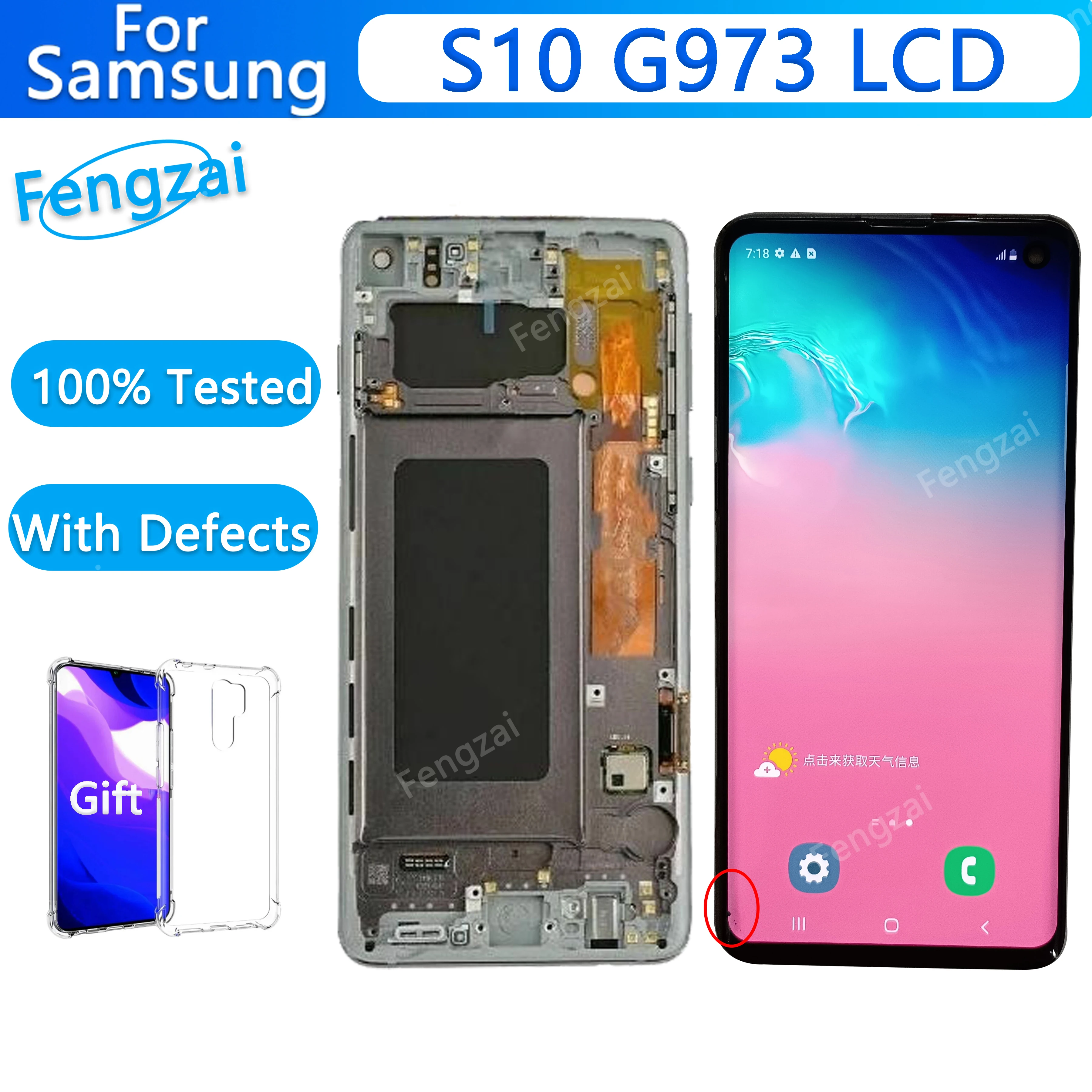 ЖК-дисплей AMOLED с сенсорным экраном и дигитайзером в сборе, 100% тестирование, для Samsung Galaxy S10, G973, SM-G973F, DS, SM-G9730, 6,1 дюйма