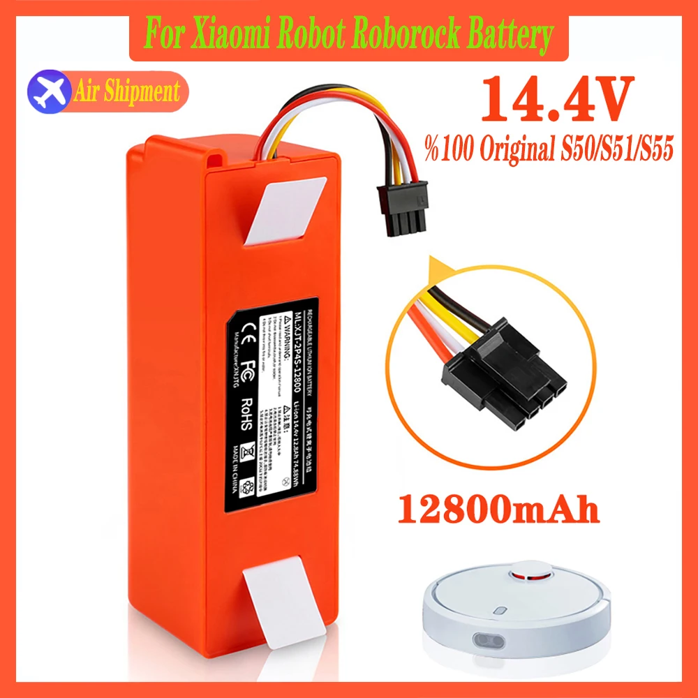 Vacuum Cleaner Battery Replacement 14.4V 12800mAh SC Batteries for Xiaomi Roborock S50 S51 S55 T60 E352-00 S502-00 C10 E20 E35