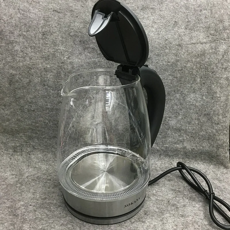 2500W Glass Electric Kettle Hot Water Boiler 2 Liter Borosilicate Glass Fast Boiling BPA Free