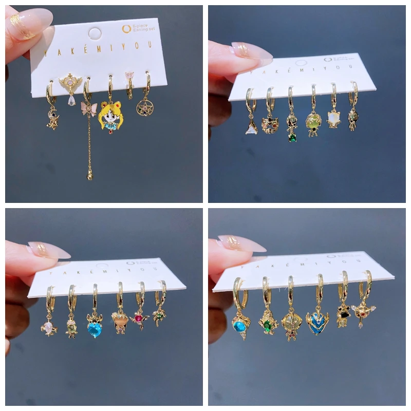 Yakemiyou New Design Cartoon Drop Earrings Set for Women Gold Color Plated Huggie Cubic Zircon Jewelry