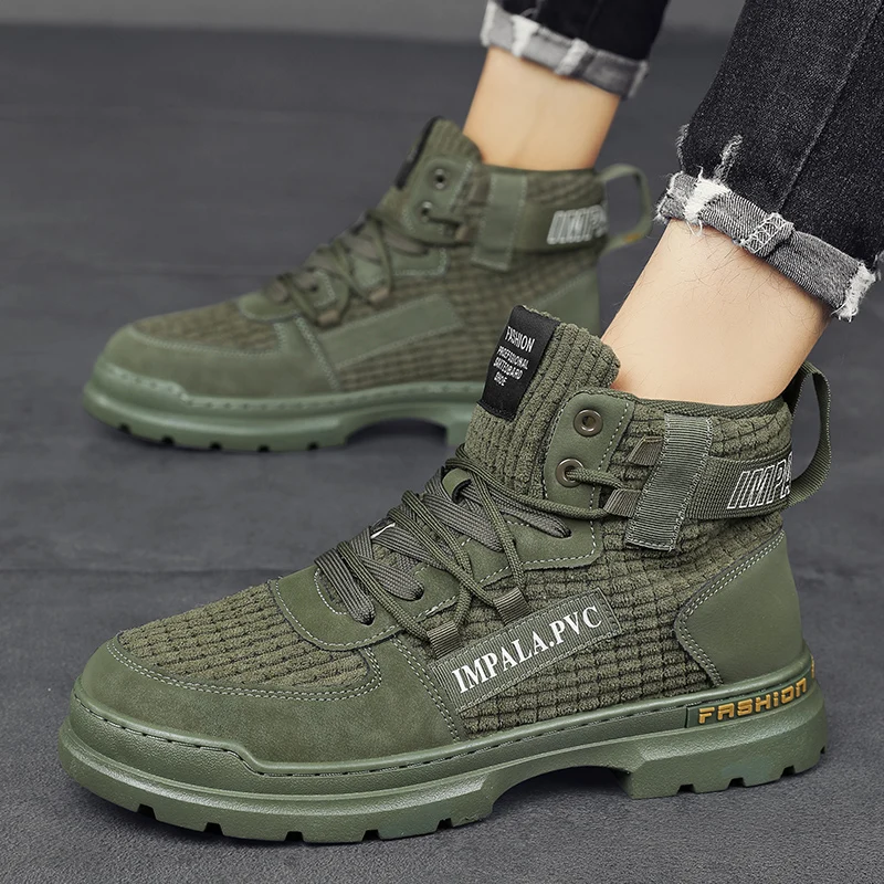 

Мужские зимние уличные Нескользящие водонепроницаемые удобные рабочие короткие ботинки модная спортивная повседневная обувь
