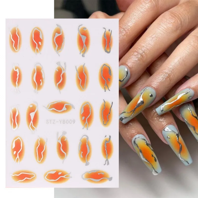 Colorful Bronzing Striped Nail Art Decals 3D Nail Stickers image 2