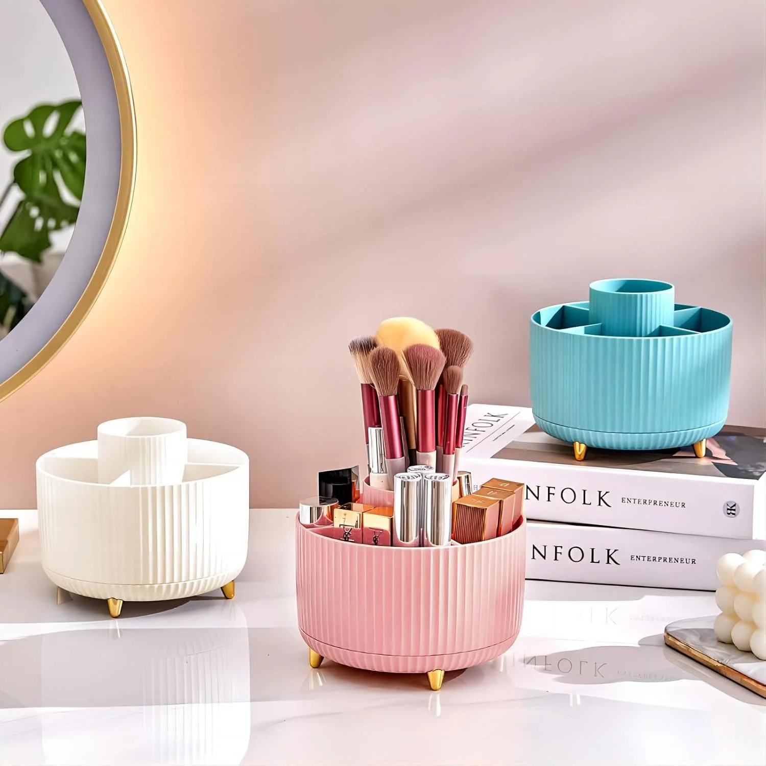 Rotating Makeup Organizer and Jewelry Holder
