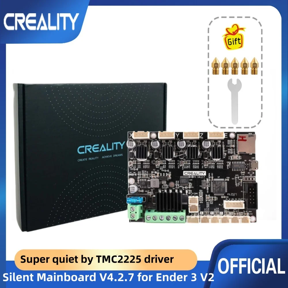 Official Creality Ender 3 V2 Silent Mainboard V4.2.7 – 32-bit With TMC2225 Drivers, Marlin 2.0.1, For Ender 3/3 Pro/5/3 V2