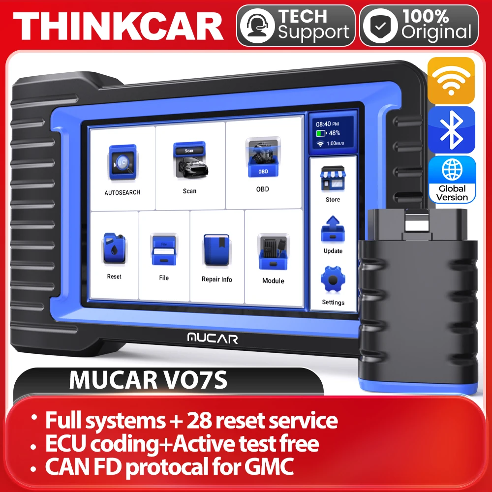 

MUCAR VO7S Bi-Directional OBD2 Scanner OEM All-Systems Diagnostic Scan Tool ECU Coding 28 Reset Service CAN-FD Wireless Diagnost