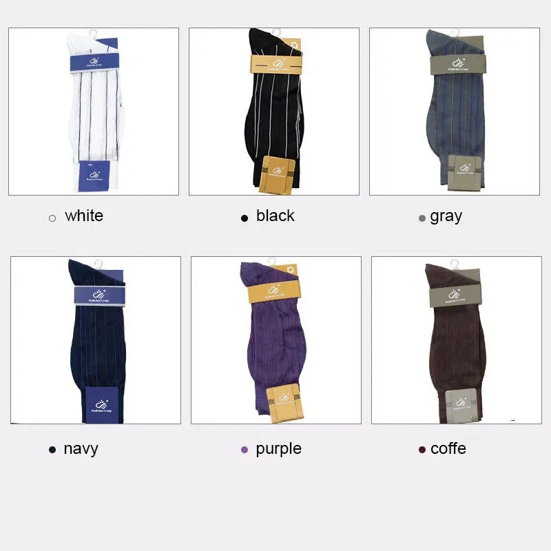 6 쌍 대형 브랜드 남성 비즈니스 드레스 실크 양말 고품질 폴리 아미드 스타킹 긴 세로 줄무늬 중반 송아지 양말 남자 선물