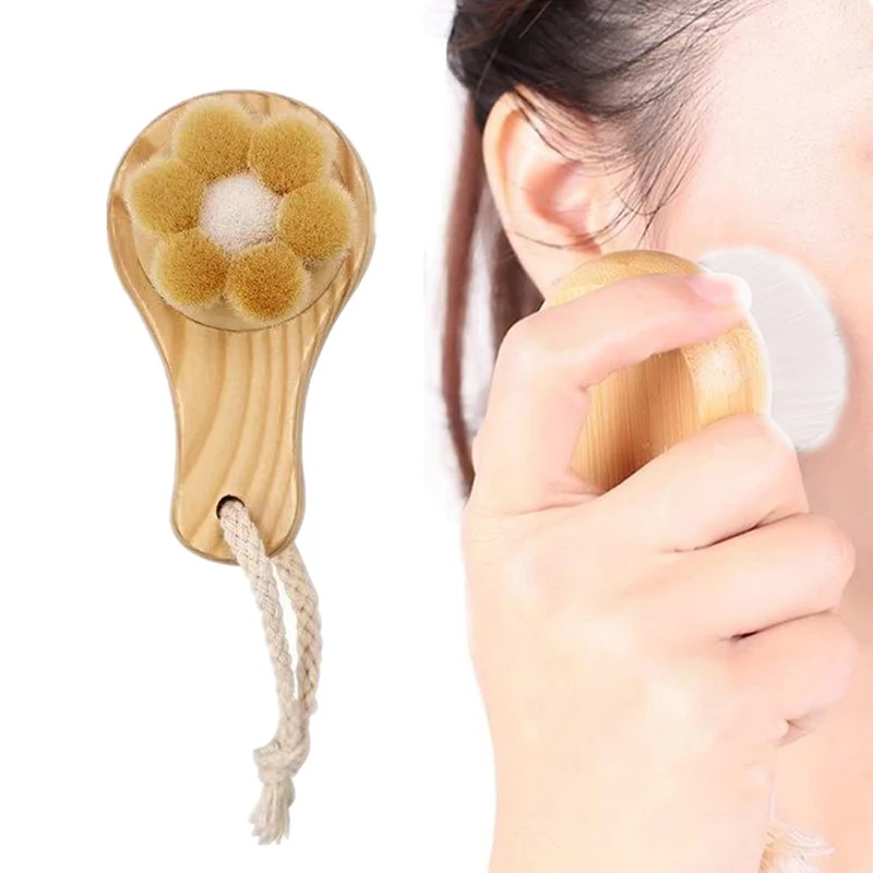 Portable Soft Bamboo Facial Cleansing and Massage Brush