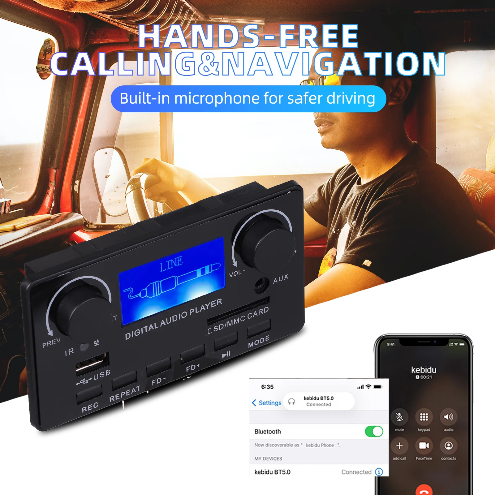 Placa Decodificadora MP3 com Bluetooth 5.0, Receptor