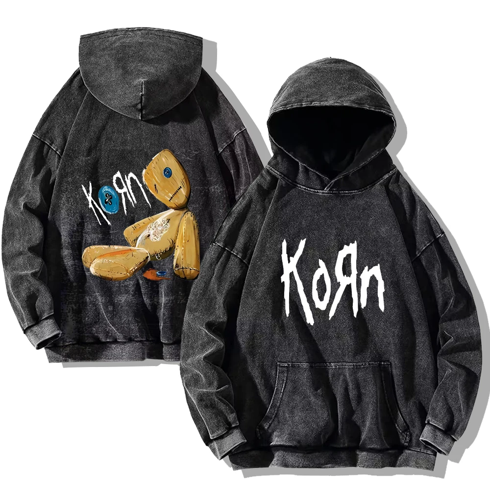 thumbnail image 1 of Sudadera con capucha de la banda de Rock Korn para hombre y mujer, ropa de calle Vintage de la gira mundial, sudaderas lavadas de algodón, Jersey Retro de gran tamaño, Y2k, 1 of 5