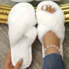 Winter Slipper Women Cross Belt Home Indoor Casual Slippers Female Flip Flops Fluffy Shoes Slides Ladies Soft Warm Plush Slipper 1
