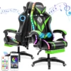 Gaming Chair with PVC Leather Massage Swivel Ergonomic Reclining High Back Office Chair Height Adjustable Headrest Lumbar Suppor 1