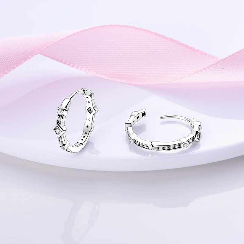 2022 Charm Double Hoop Earrings 925 Silver Sparkling Pave Stud Earring Gift For Women Engagement Jewelry Anniversary