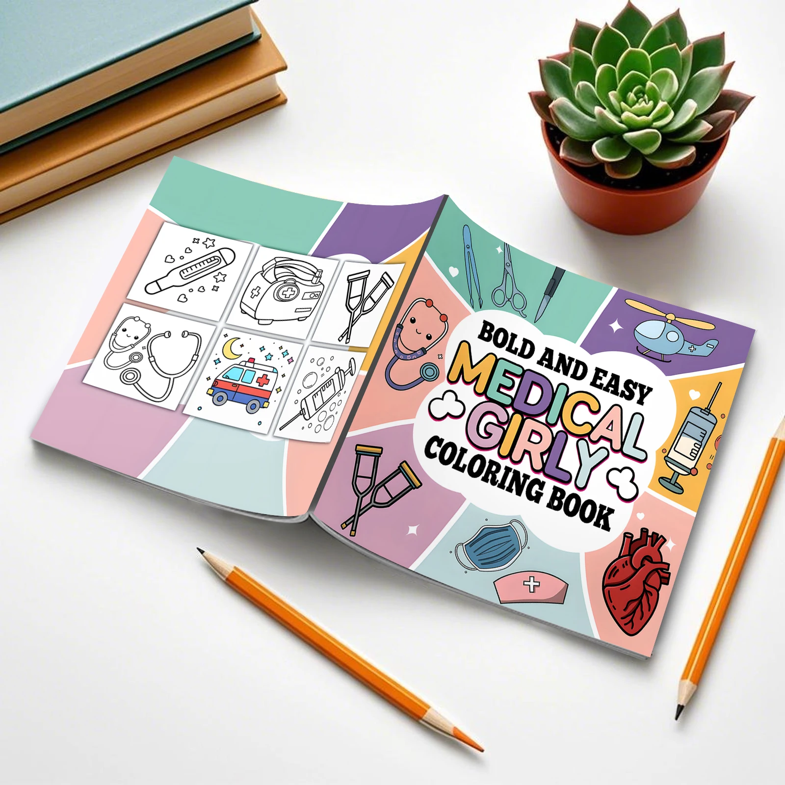 BOLD AND EASY MEDICAL GIRLY Coloring Book for Relaxation Featuring Lovely and Fun Illustrations for Adults and Kids Art Books ﻿ 2