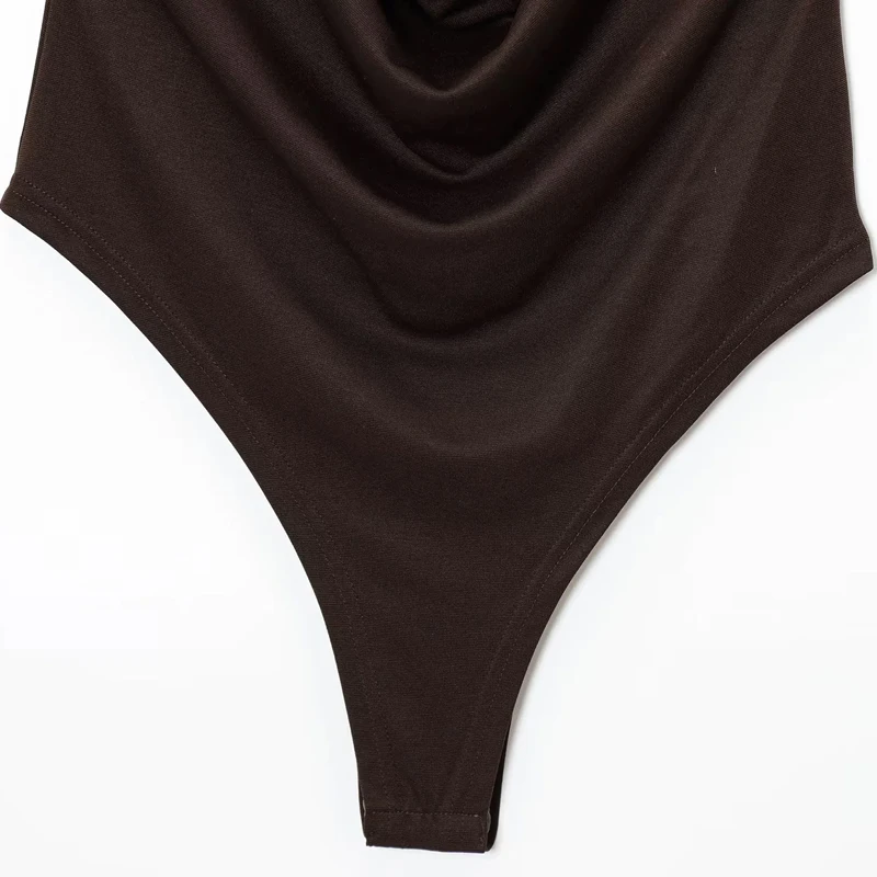 halter ring bodysuit in brown tone