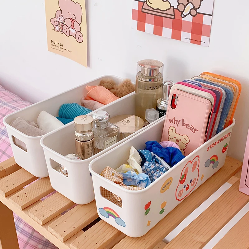 Grafted Eyelash Phone Case Storage Box Multi functional Cosmetics Organizer Big Capacity Holder Basket Desktop Shelf Stationery 4