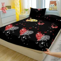 1 Simple Modern Heart-Shaped Printed Matte Fitted Sheet, Bedroom Printed Bed Cover, Bedding (Excluding Pillowcases) 1
