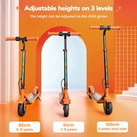 Trottinette électrique pour enfants K2Pro, moteur 150W, pneus de 6 pouces, batterie 18V, vitesse maximale 16km, portée 6-9km, Orange, noir, 3 vitesses avec LED 3