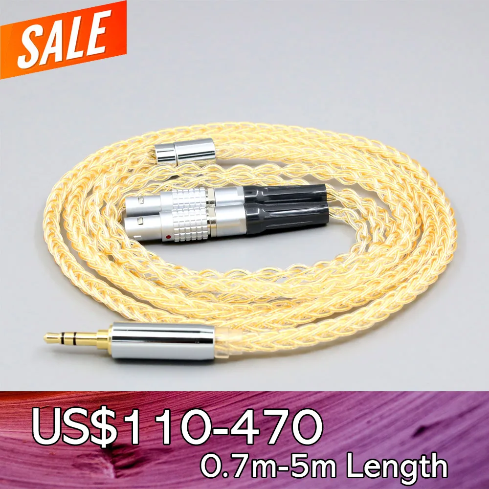 

8 Core 99% 7n Pure Silver 24k Gold Plated Earphone Cable For Focal Utopia Fidelity Circumaural Headphone LN008412