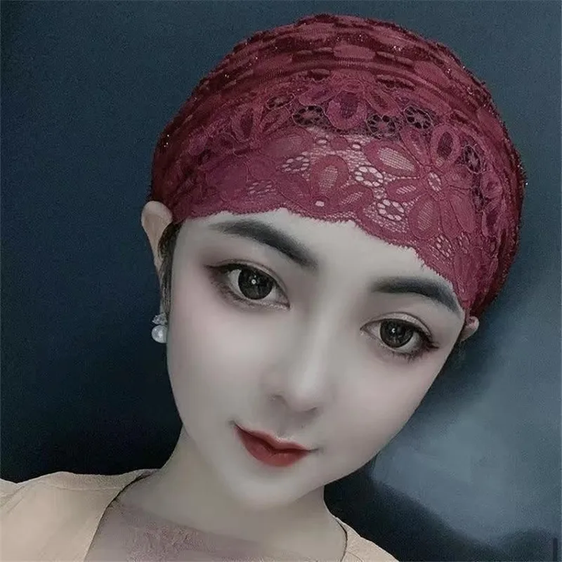 قبعة حجاب داخلية من الدانتيل للنساء المسلمات تحت و...