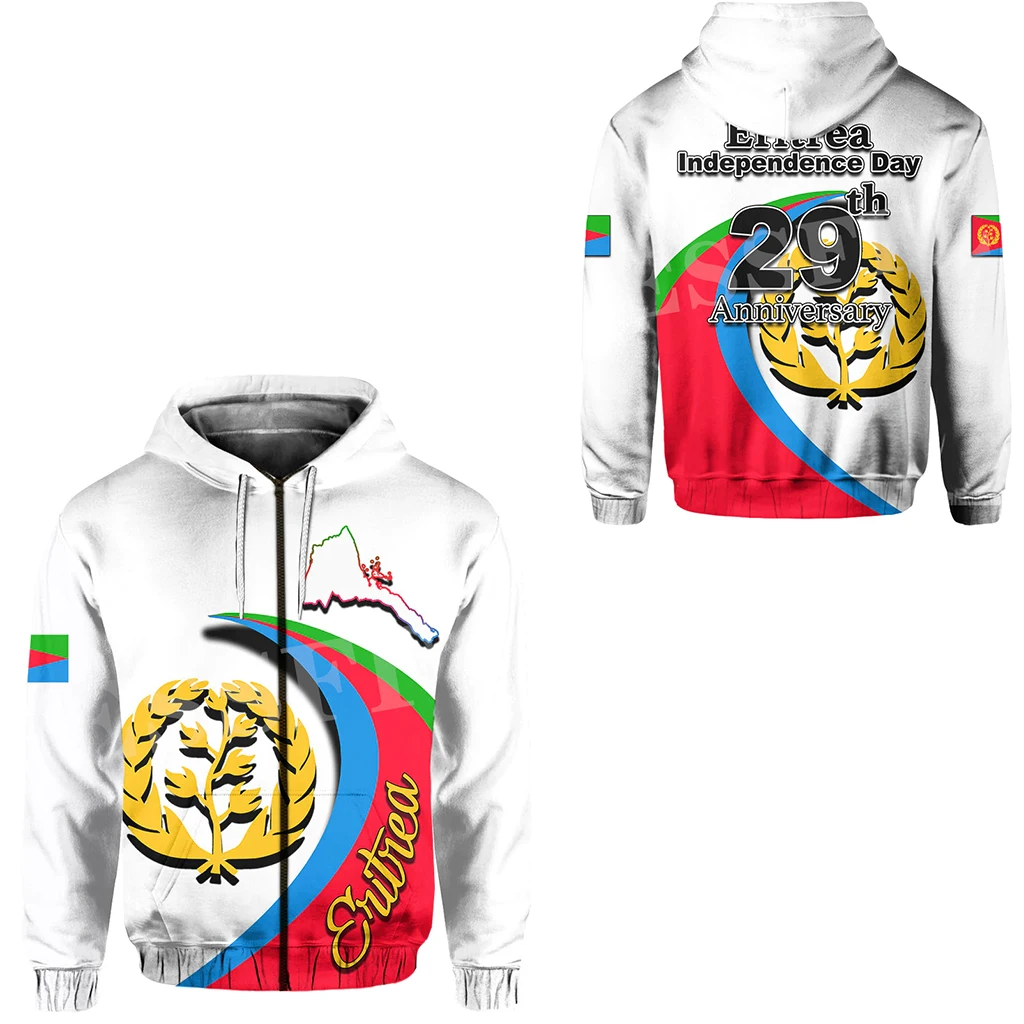 Custom Name Africa Country Eritrea Flag Retro Tribe Tracksuit Harajuku 3DPrint Streetwear Pullover Casual Funny Jacket Hoodies A