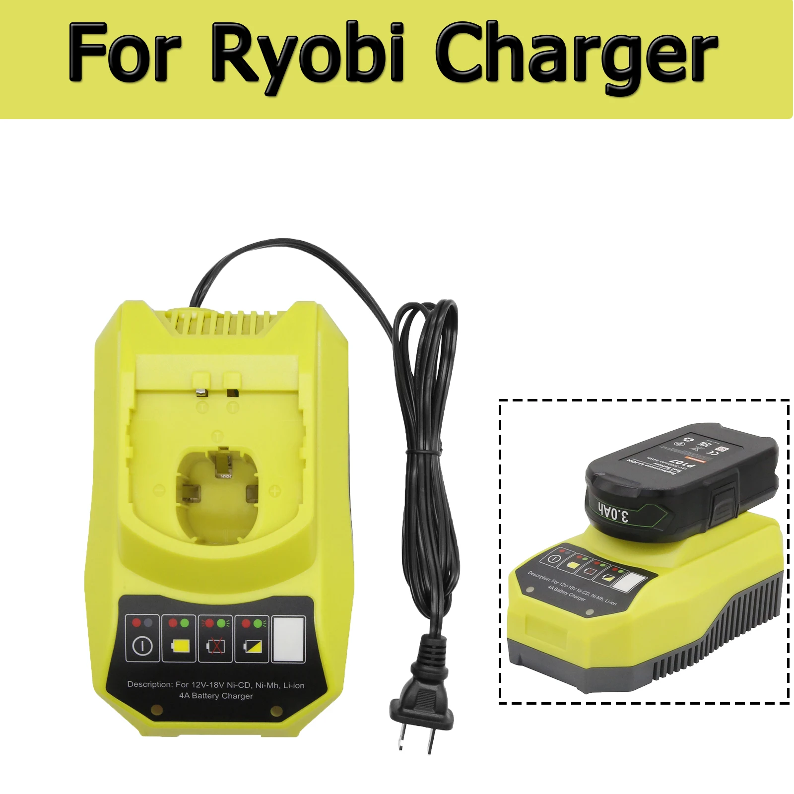 

Powtree P117 Battery Charger For Ryobi 12V-18V Ni-Cd Ni-Mh Lithium Battery P108 P102, P107, P103, P104, P105, P106