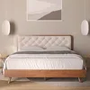 Mid Century Modern Solid Wood Queen Bed Frame Frame with Tufted Headboard, Beds Frames 1