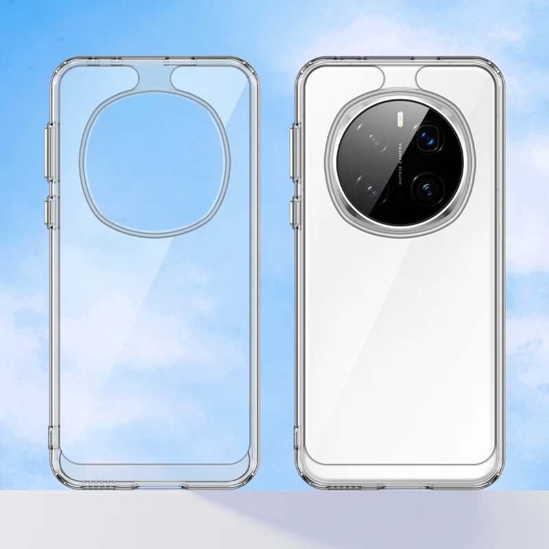 Clear Hard Back + Soft TPU Bumper Case with Camera Lens Protection - Transparent Cover