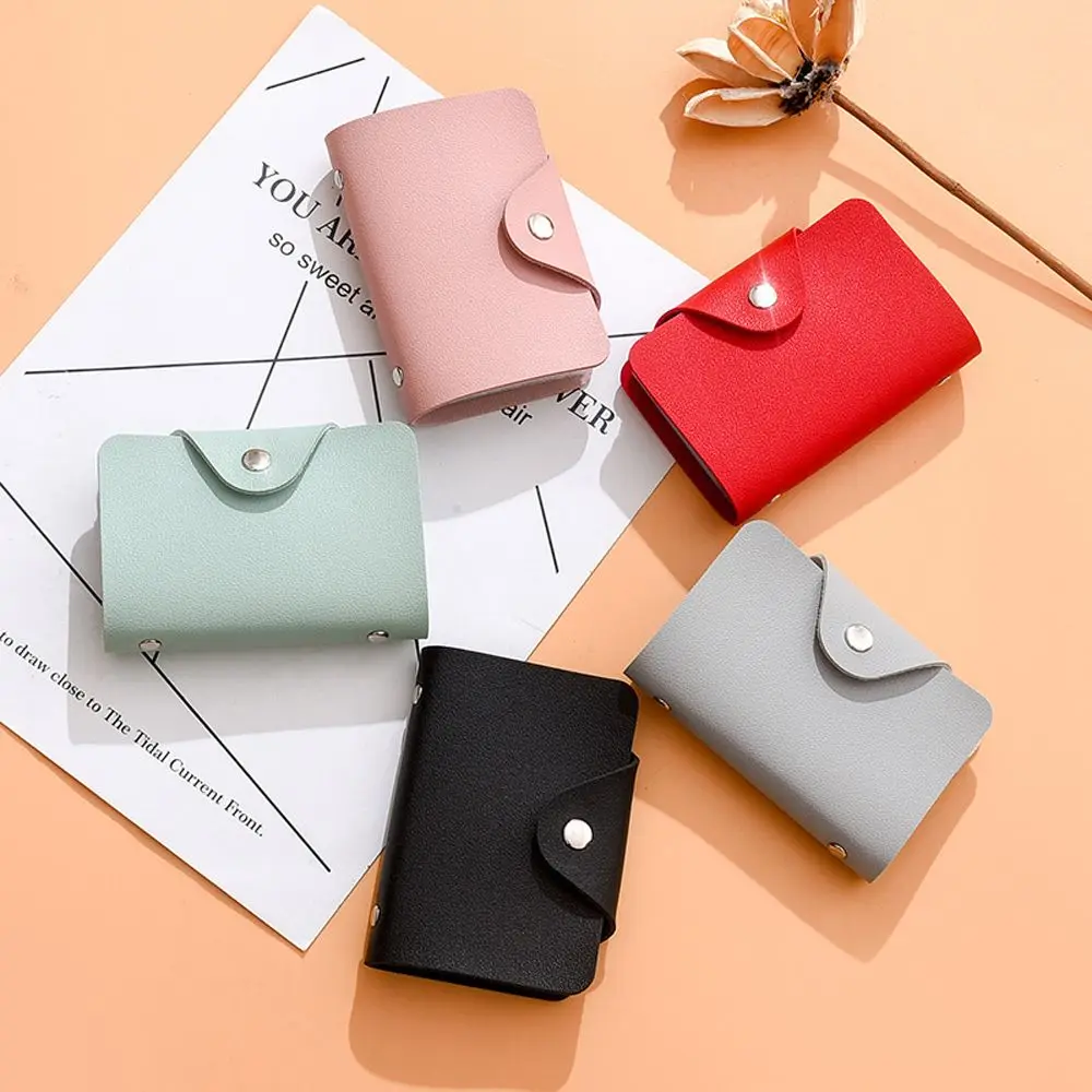 New 8 Colors Leather Function 24 Bits Card Case Business Card Holder Men Women Credit Passport Bag ID Passport Wallet