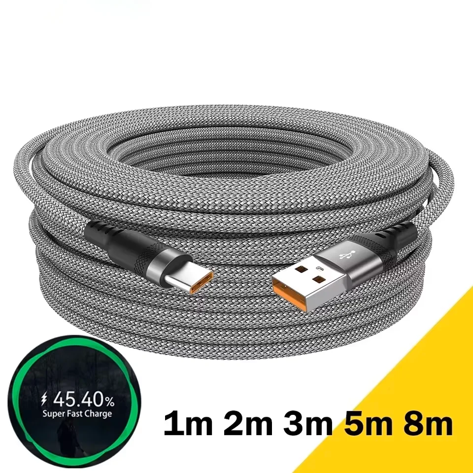 USB c charging cable 6A USB TYPE C Fast Charge Extend Cable For IPhone 15 16 Huawei Samsung Xiaomi Quick Charging