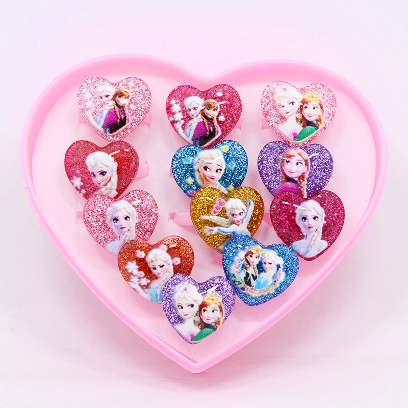 Finger Ring Jewelry Accessories 12pcs/box Disney Frozen Elsa Anna Princess Ring Resin Snow white Kids Finger Rings