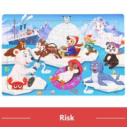 Montessori 3D Cartoon Animal Wooden Jigsaw Puzzle Set - Educational Toy (Risk)