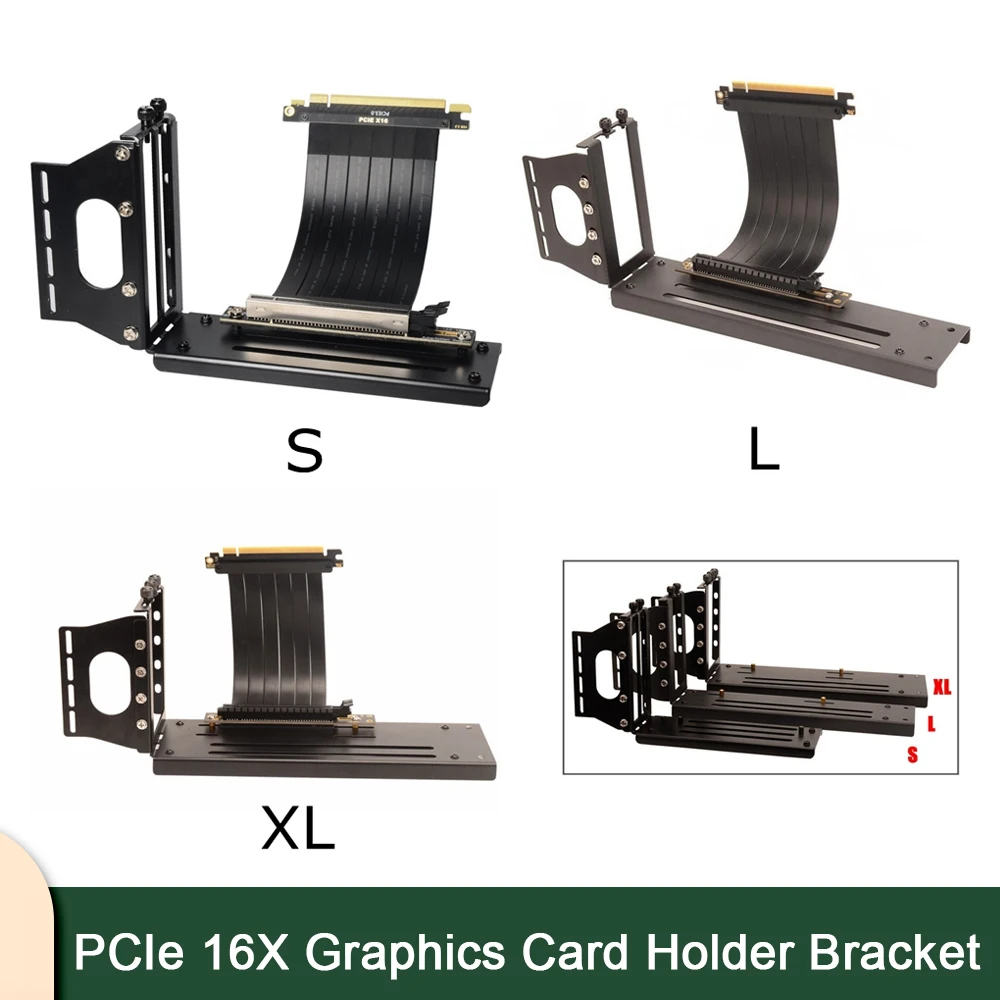 

PCIe 16X Graphics Card Holder Bracket Long with Magnetic Pad & GEN3 PCI-E 3.0 X16 GPU Extender Extension Cable 15CM 20CM 25CM