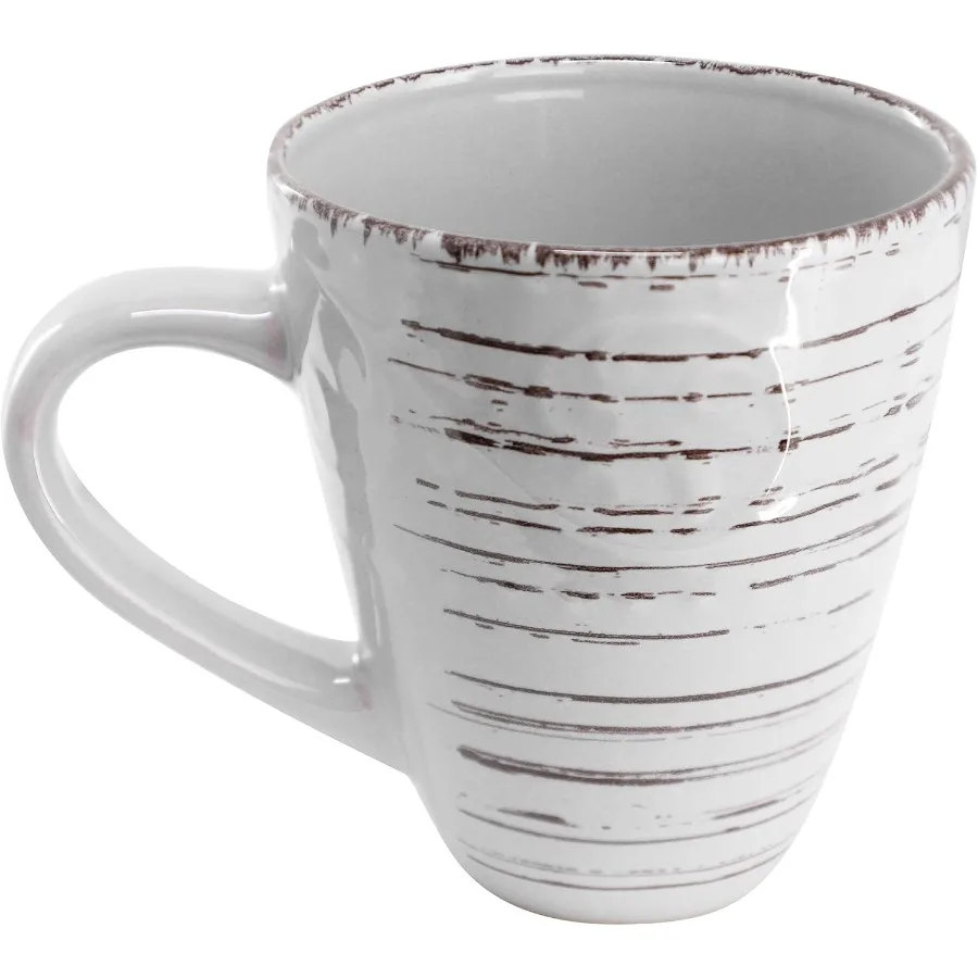 Malibu Calcite 16Piece Stoneware Embossed Pattern Reactive Glaze Light Gray Dinnerware Set for Home Dining Tables Elegant Serve 5