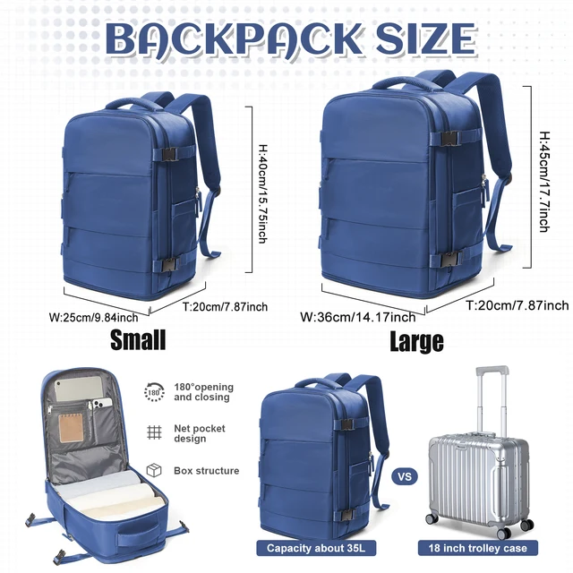 Travel Backpack for Women Men, Ryanair Backpack 40x20x25 Cabin Airplane Luggage EasyJet 45x36x20 Backpack Business Laptop Bag 3