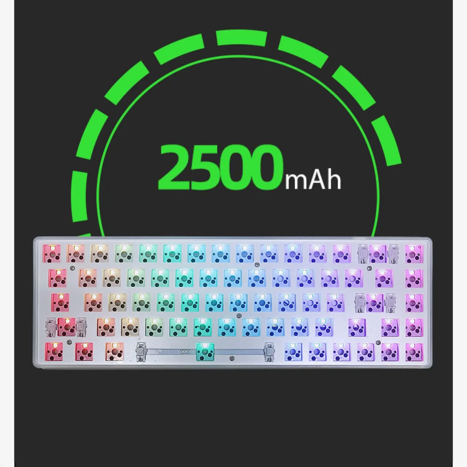 Kit de Teclado Mecânico sem Fio Personalizado Gks68 Bluetooth 2.4g Pcb Hot-swappable Rgb Backlit Faça Você Mesmo Mode 60 - Imagem 6